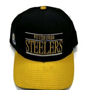 Vintage 90s Pittsburgh Steelers Snapback Hat Annco NFL‎ Black Adjustable Cap